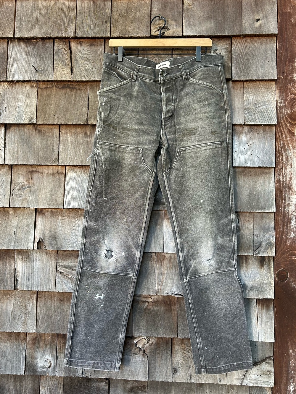 Taylor Stitch Distressed Double Knee Chore Pant in Coal